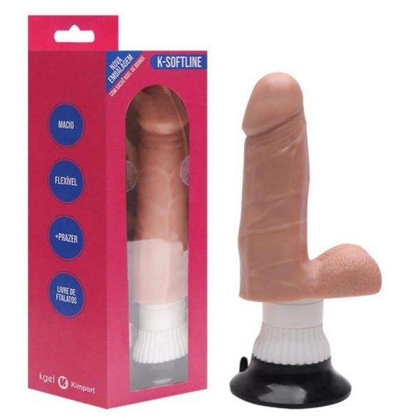 PÊNIS VIBRADOR COM VENTOSA 15 X 4CM COR BEGE KGEL