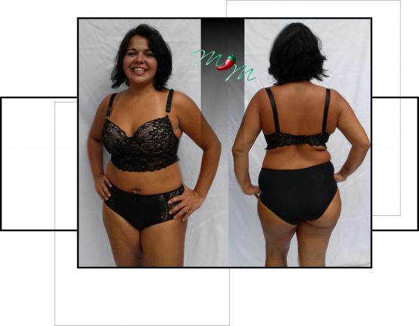 Conjunto Lingerie Plus Size com Sutiã Cropped Renda e Calcinha rendada Ref.: M1022