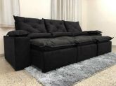 Estofado Retratil Reclinavel Fenix 270 3x73 Veludo Inca Preto 06 Diviminas