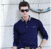 Camisa Polo Primavera Outono Azul