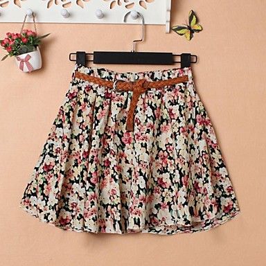 saias moda cinto plissado impressão das mulheres #02628349