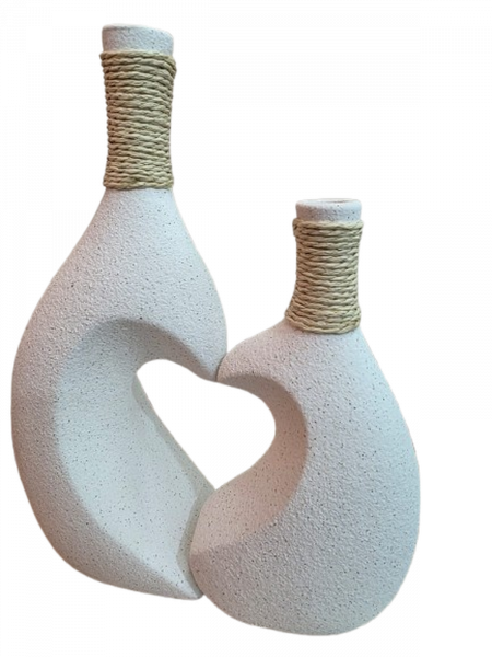 Kit Vaso De Cerâmica Em Forma De Coração 20x25cm