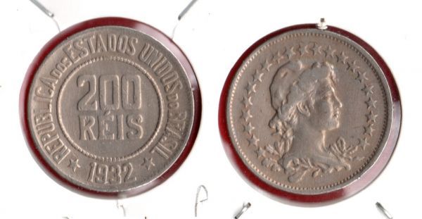 V104-3 - 200 Réis 1932 - Tiragem BAIXA 761.000 - LINDA