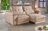 Estofado Retratil Reclinavel Leblon 250 2x100 Molas Ensacadas Veludo Inca Capuccino 15 Idealle