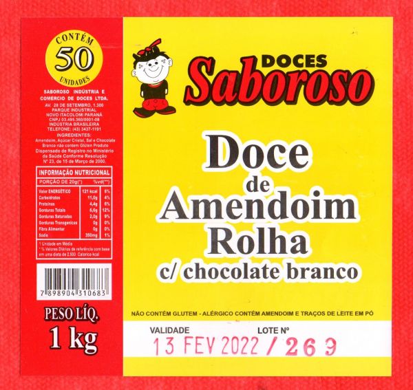 009 - Rótulo de Doce de Amendoim c/ chocolate