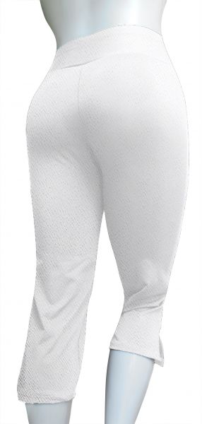 pantacourt fenda branca (P-M-G), crepe de malha, gramatura média