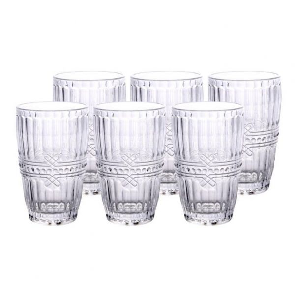 Jogo de 6 copos Fratello em vidro 355ml A13cm