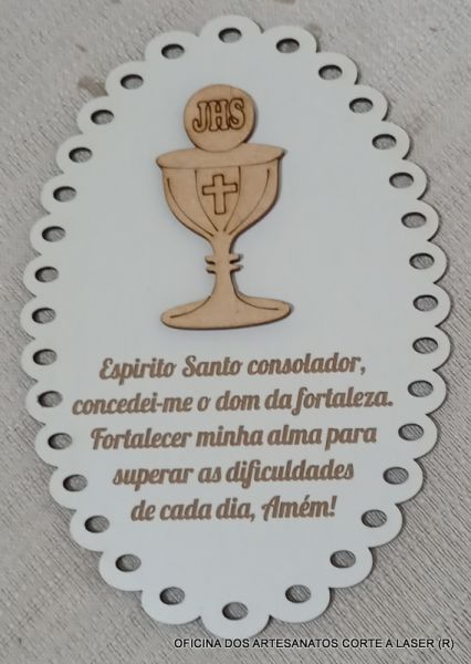 CÓD-BCE19 MOLDURA EM MDF BRANCO COM CALICE 15 CM DE ALTURA
