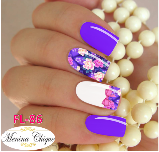 Películas para Unhas Modelo Flores - FL-86