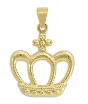 Pingente folheado a ouro em forma de coroa
