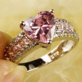Joia Anel De Luxo Aliança Casamento Coração Rosa De Prata