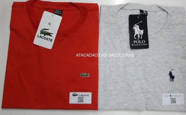 10 Peças - Camiseta Gola Careca Bordada Primeira Linha