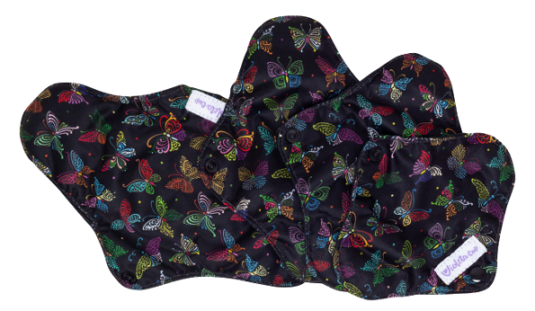 Kit Absorventes Reutilizáveis Violeta Cup - Borboletas + bolsinha