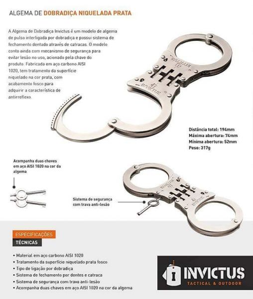 algemas uso profissinal com dobradiças invictus
