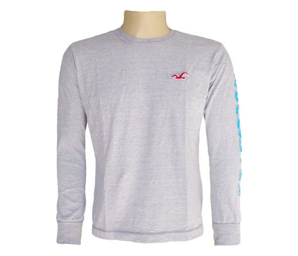 Camisa Manga Longa Hollister Cinza MOD:76969 [Réplica]