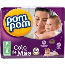 Pacote 56 Fraldas Pompom Colo de Mãe P