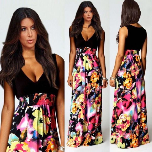 Vestido (Raiom) - sem manga - decote em V