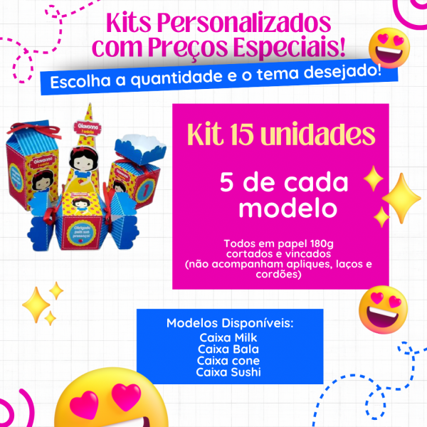 Kit 15 unidades ESCOLHA SEU TEMA