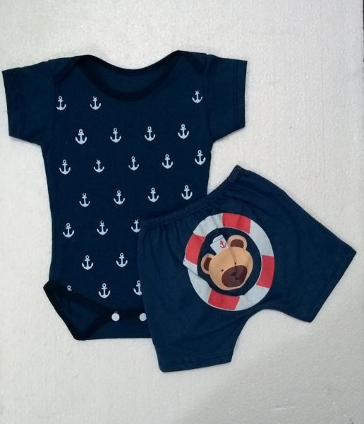 Conjunto Body com Short - Ursinho Marinheiro - Tam. P