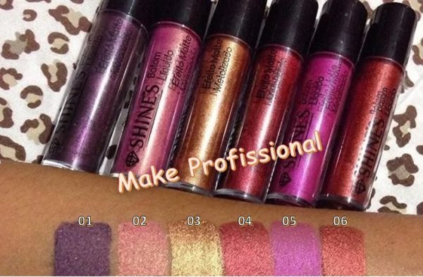 6 unidades - Batom Matte Metalizado - Shine`s