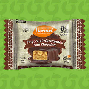 Paçoca de Castanha de Caju com Chocolate Zero Açúcar e zero glúten 22 Gramas FlorMel