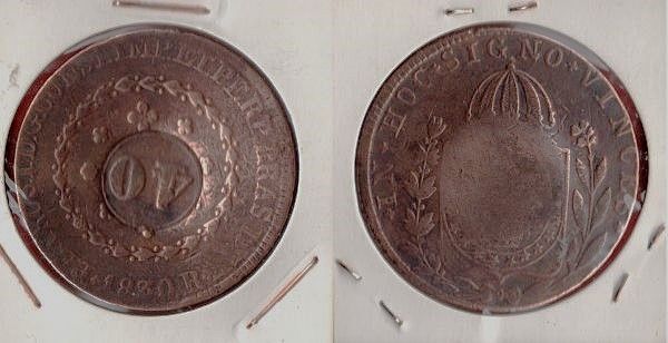 C629-7 - 80 Réis com carimbo de 40 - 1830R