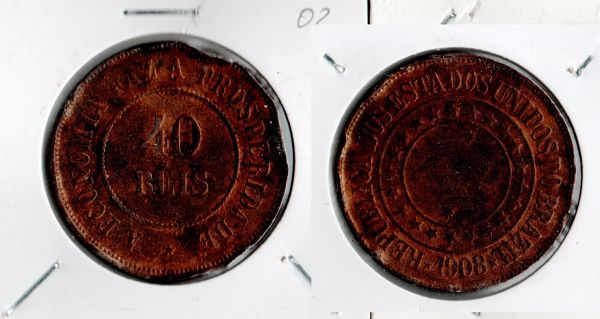 B826-3 - 40 Réis - 1908 - (tiragem de 4.638.750 )