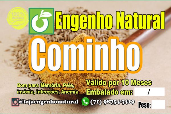 Pimenta Cominho em Pó 50 Gramas Engenho Natural