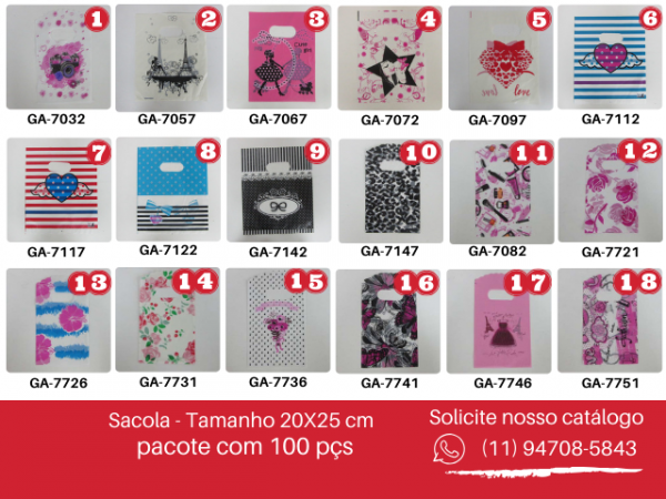 Sacola P/ presente 4- 20x25 PT C/ 100 pçs
