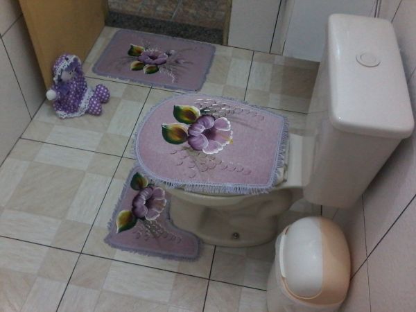 Jogo de banheiro 3  franja lilás