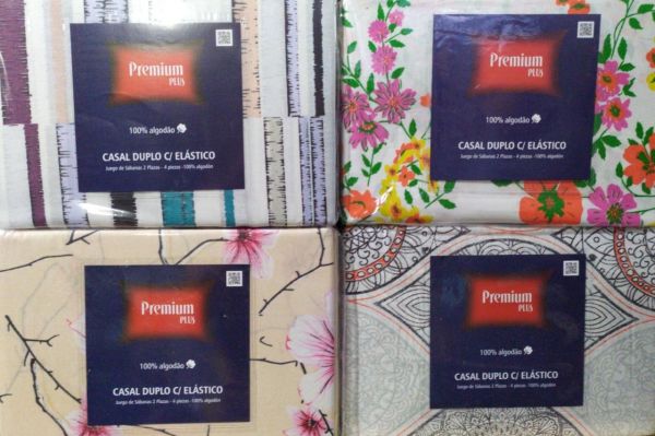 Jogo Lencol Casal Dpl Elastico 4Pcs Premium Plus Estamparia