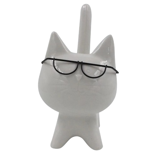 Gato C/ Óculos Decorativo 15,4cm em Resina Brascontinental