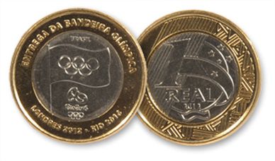 Kit 5 Moedas Entrega Da Bandeira Olímpica - Frete Gratis