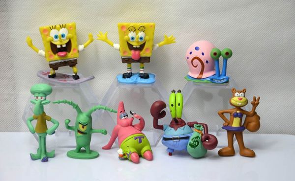 Bob esponja Patrick Estrela 8 pçs/set Bonecas Periféricos Animiation Ocidental do Filme Dos Desenhos