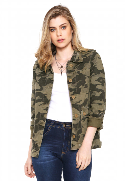 Jaqueta Sarja Biotipo Camuflada Verde