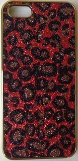 CASE GLITTER ONCINHA VERMELHA PARA IPHONE 5 E 5S