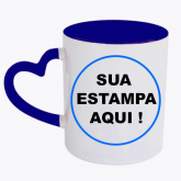 Caneca coração 325 ml interior e alça azul marinho