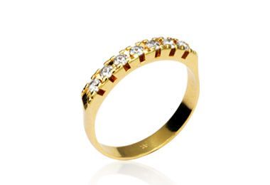 REF 510025 ANEL ROMMANEL MEIA ALIANÇA ROMMANEL COM 7 PEDRAS