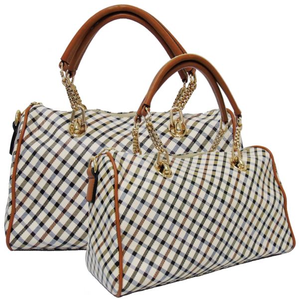 Bolsa Feminina Baú com Alças de Correntes
