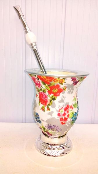 Kit Cuia Para Chimarrão Personalizada + Bomba de Inox com detalhe de Pedra