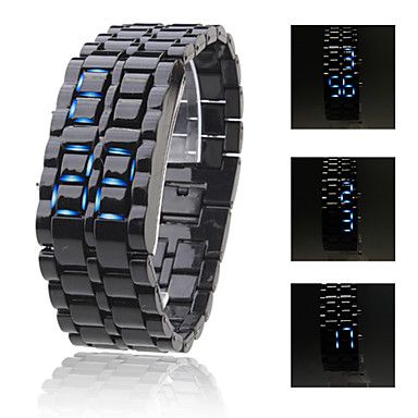 Relógio LED Azul Digital Edição Cobra Unisex (Preto)