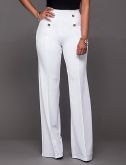 Feminino Bootcut Chinos Calças-Cor Única Happy-Hour / Casual Vintage / Simples Cintura Alta Elastici