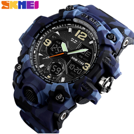 R$ 89,00 Relogio Skmei Estilo GShock Casio camuflado militar à prova D'água cor Blue camouflage