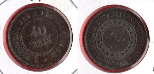 B826-4 - 40 Réis - 1908 - (tiragem de 4.638.750 )