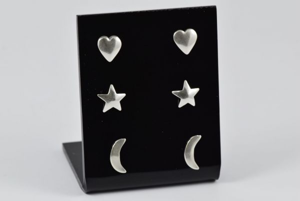 Brinco Lua/Estrela/Coração - KIT 3 Pares