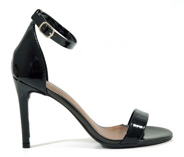 Sandália Feminina Salto Alto Fino Doma Shoes Verniz Preto