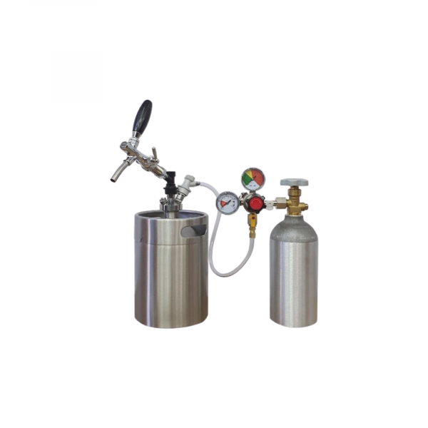 Growler Aço Inox 5l + Torneira + Kit Cilindro Aluminio 1kg