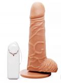 PRÓTESE REALÍSTICA COM VIBRO, VENTOSA E ESCROTO 16,5 X 4 CM COR BEGE