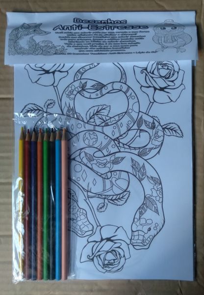 Kit Para Colorir Anti Estresse Cobras & Serpentes