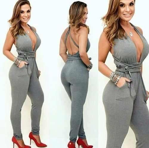 ♡ Macacao Longo Feminino Multiuso Preto Cinza